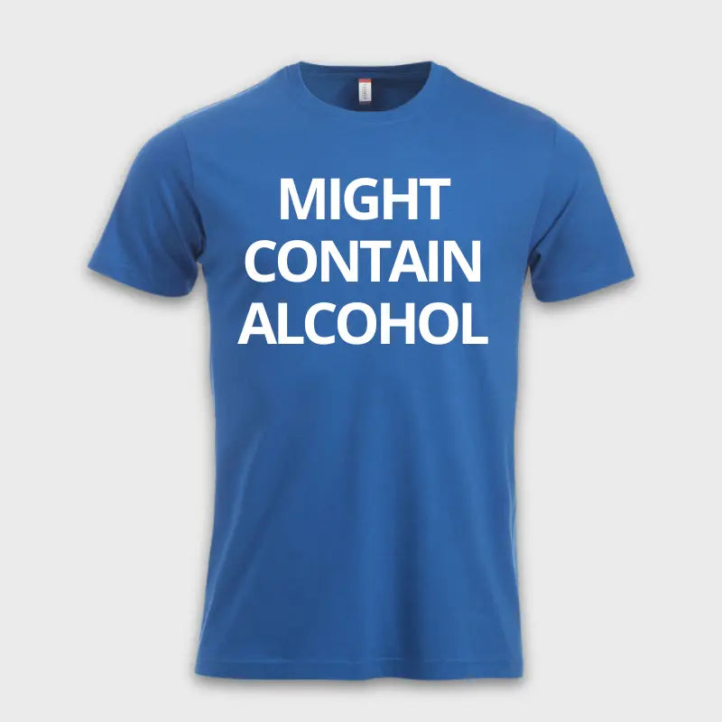 Morsomme_t-skjorter_-_MIGHT_CONTAIN_ALCOHOL_bla