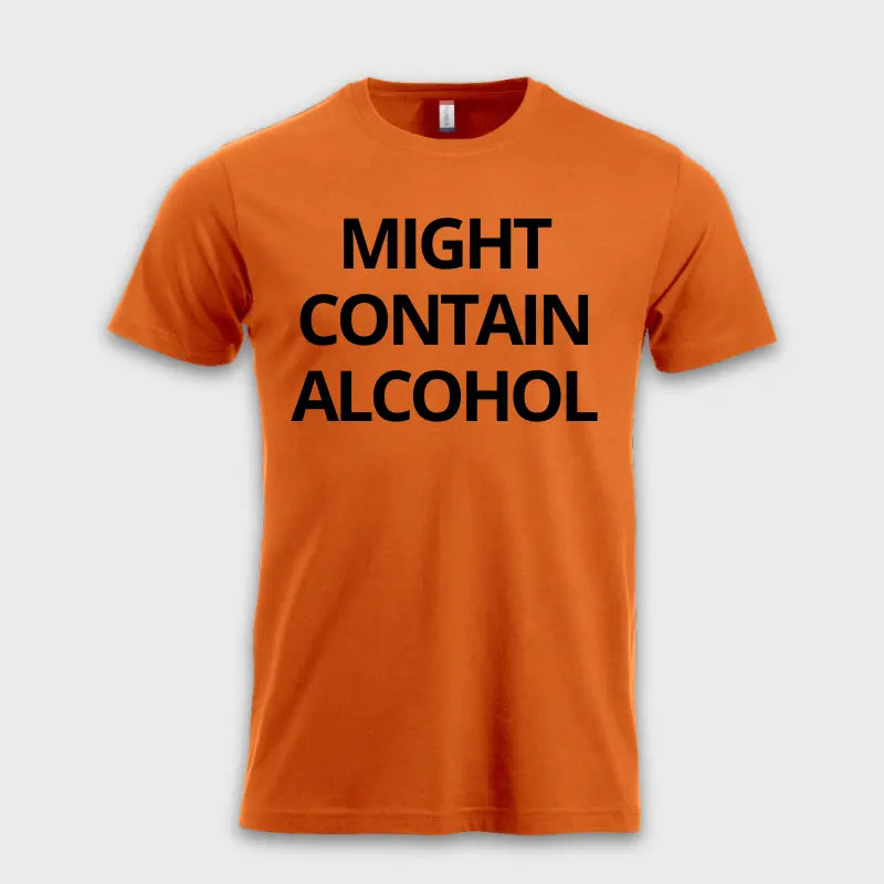 Morsomme_t-skjorter_-_MIGHT_CONTAIN_ALCOHOL_orange