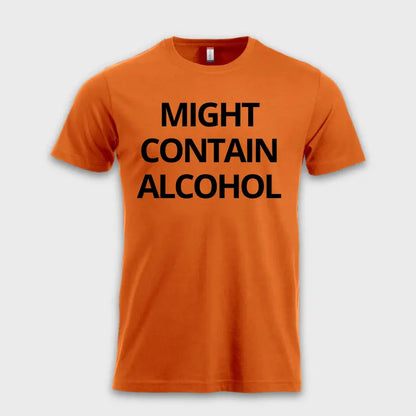 Morsomme_t-skjorter_-_MIGHT_CONTAIN_ALCOHOL_orange